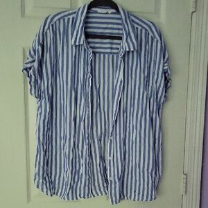 Beachlunchlounge Blue and White Casual Button Down Shirt